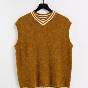 ASOS | COLLUSION Unisex knitted high v neck tank in biscuit brown | M